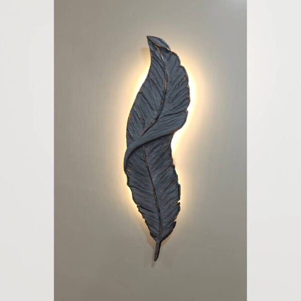 Elegant Handcrafted Leaf Wall Art – Grey with Gold Accents