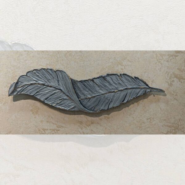 Elegant Handcrafted Leaf Wall Art – Grey with Gold Accents - Image 3