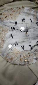 Luxurious Marble Resin Clock with Crystal and Gold Detailing