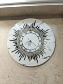 Elegant Resin Wall Clock with Sunburst Design and Crystalline Accents