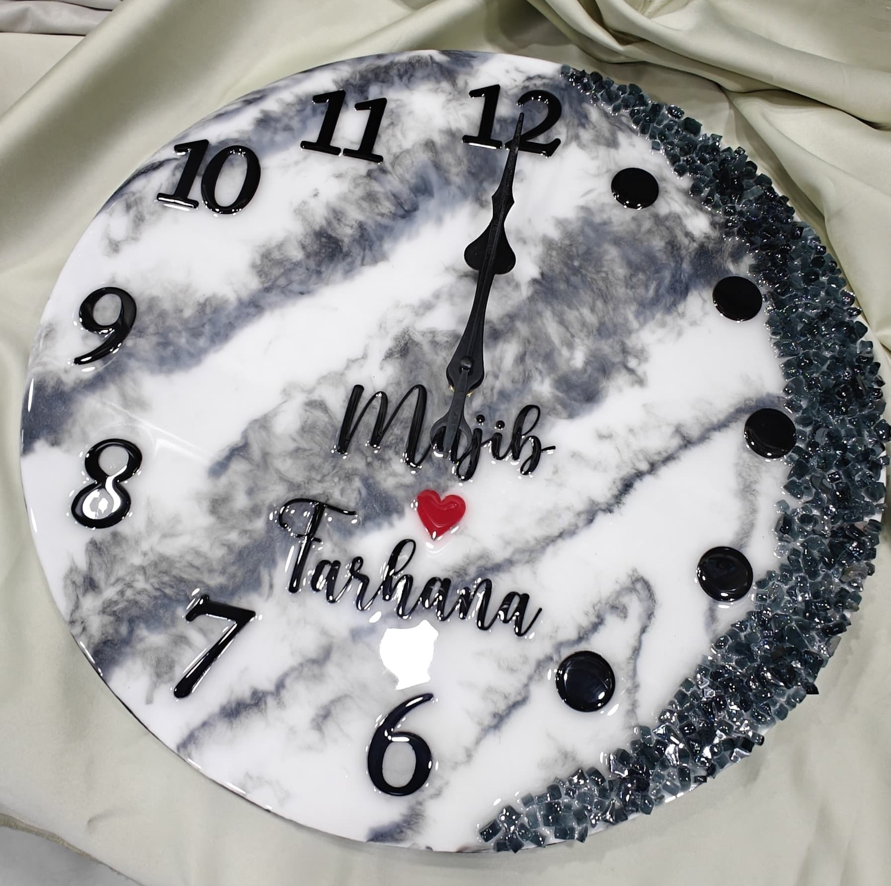 Resin clock with moon shape
