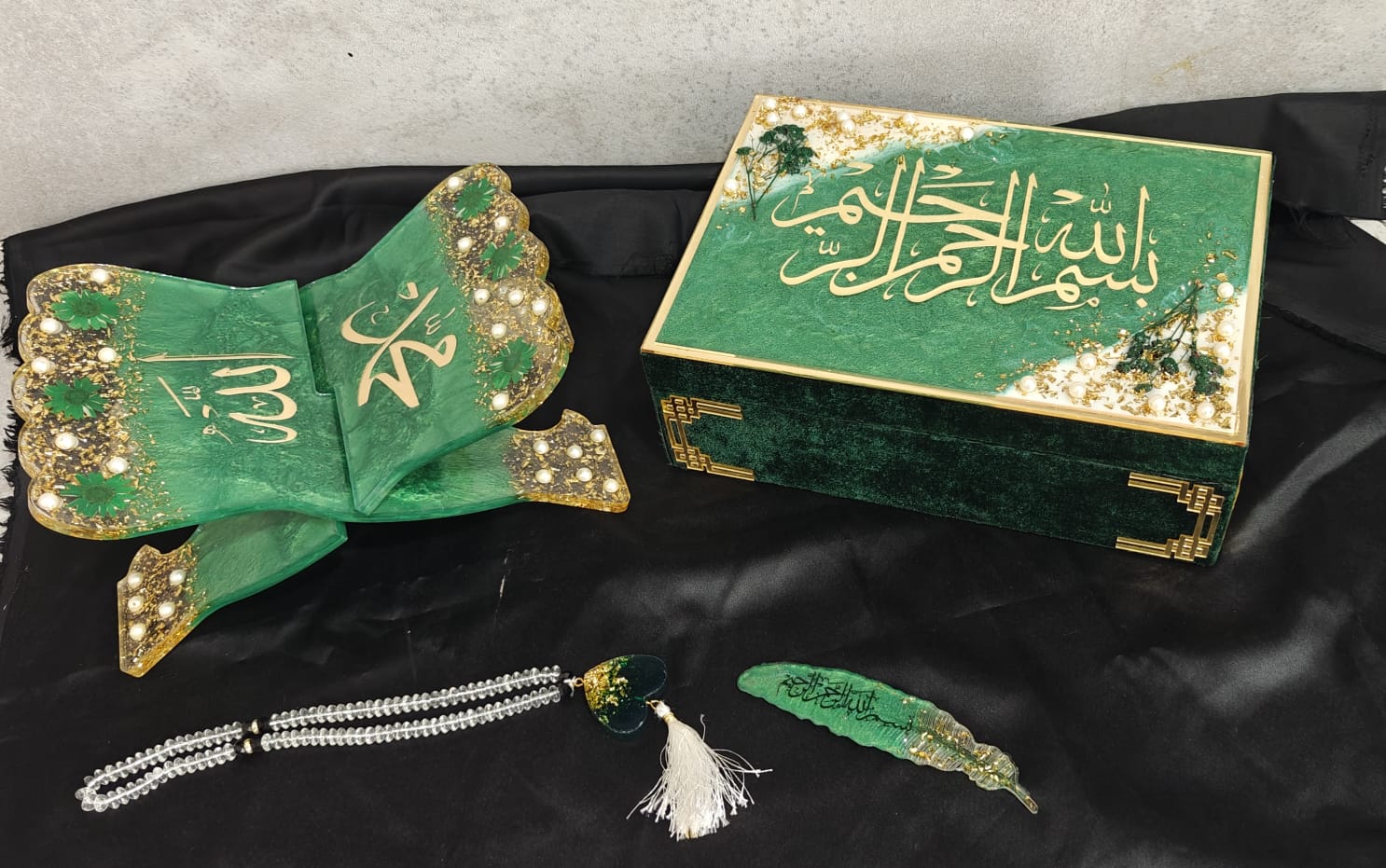Emerald Green Color Resin Bridal Quraan Set