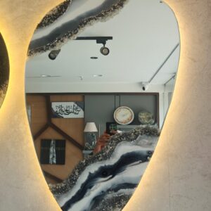 Geode-Inspired Resin LED Mirror